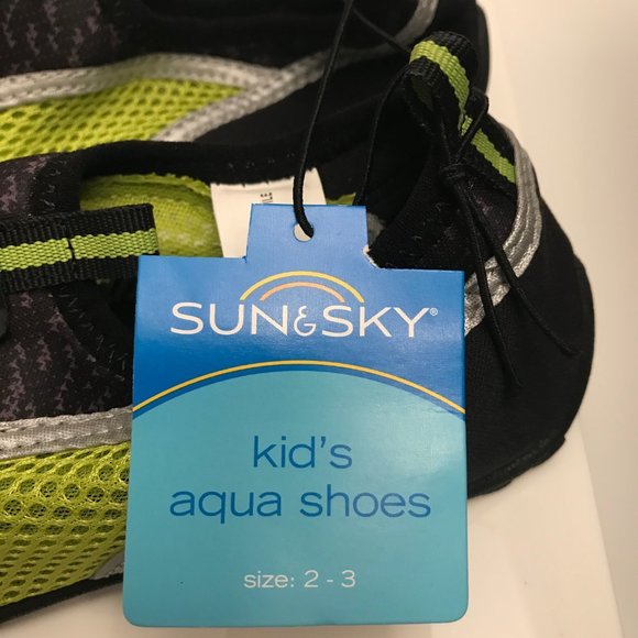 Kids SUN & SKY Aqua Socks Water Shoes~Size 2-3 Neon Green/Black - Picture 4 of 8